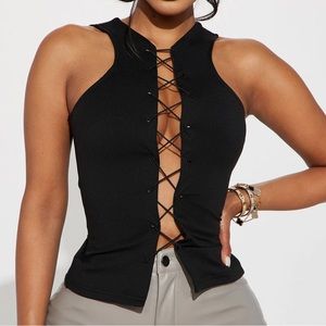 Fashion nova cool girl lace up top